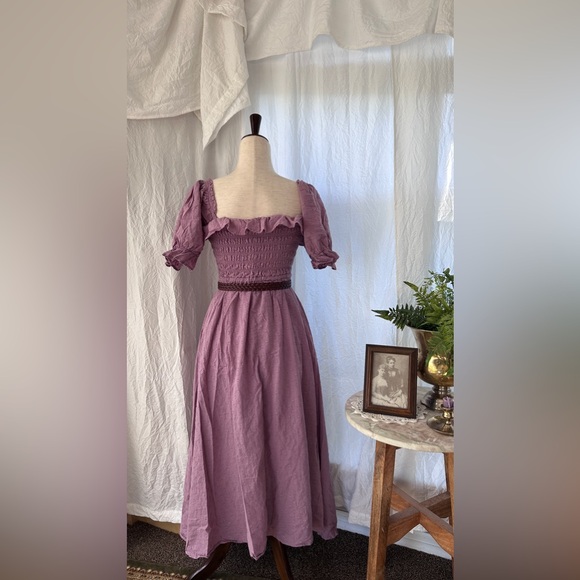 Romantic Wisteria Cottagecore Smocked Bodice with Ruffle Sleeves - Picture 5 of 9